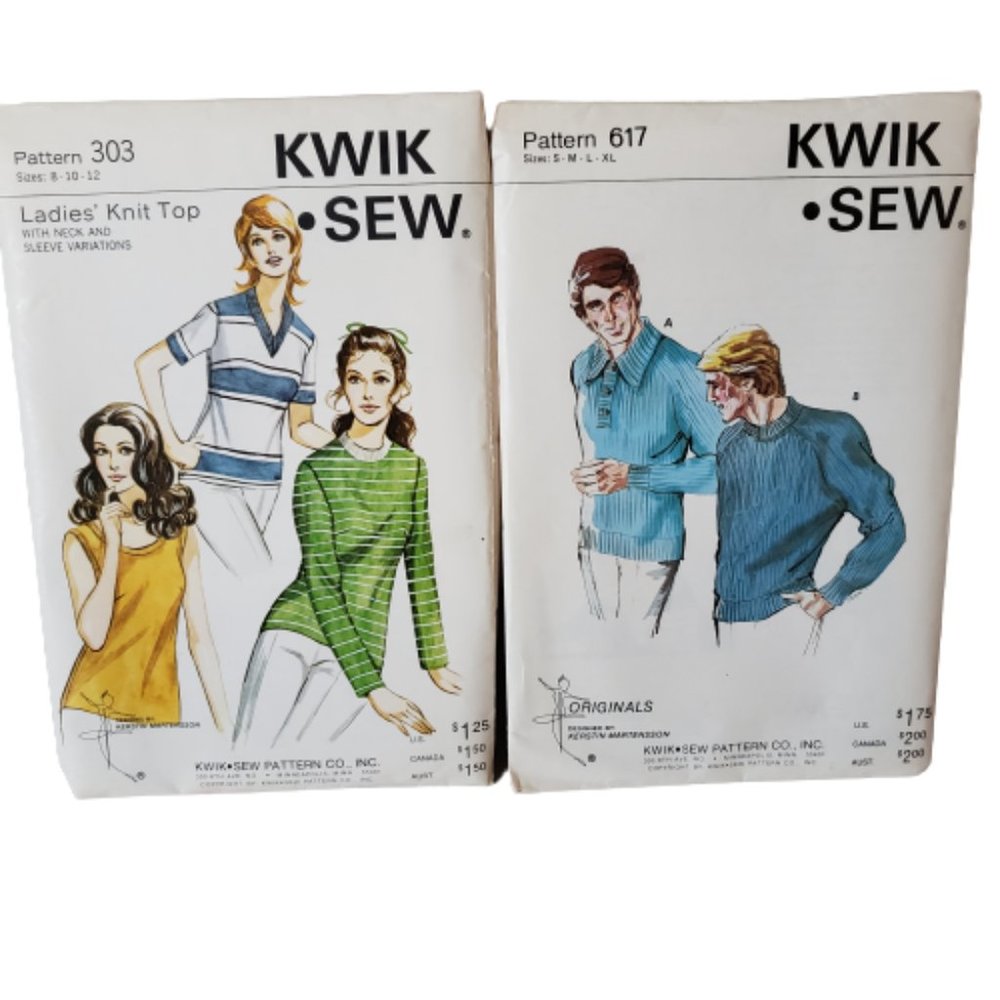 Vintage Kwik Sew Patterns - Ladies 303 & Men 617